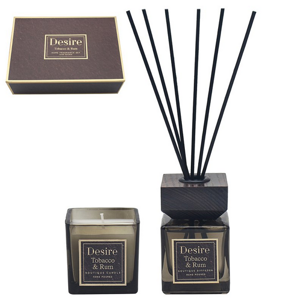 TOBACCO & RUM CANDLE DIFFUSER SET