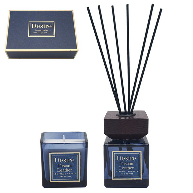 TUSCAN LEATHER CANDLE DIFFUSER SET