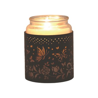 Tealight Wax Melter & Candle Holder - Black & Gold Silhouette Butterfly 10.5cm