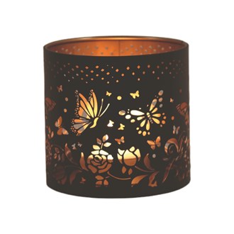 Tealight Wax Melter & Candle Holder - Black & Gold Silhouette Butterfly 10.5cm