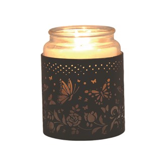 Tealight Wax Melter & Candle Holder -Black & Silver Silhouette Butterfly 10.5cm