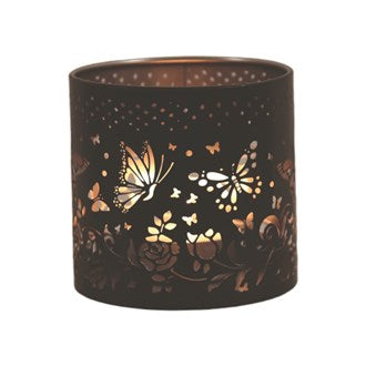 Tealight Wax Melter & Candle Holder -Black & Silver Silhouette Butterfly 10.5cm