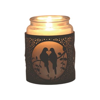 Tealight Wax Melter & Candle Holder -Black & Gold Silhouette Doves 10.5cm