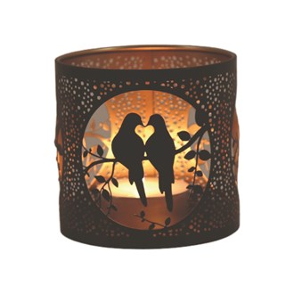 Tealight Wax Melter & Candle Holder -Black & Gold Silhouette Doves 10.5cm