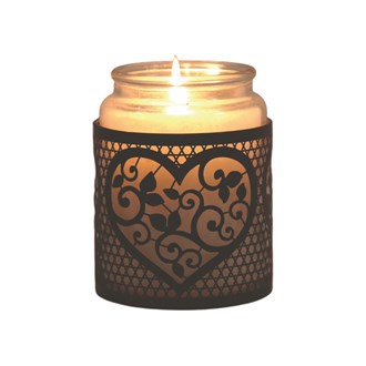 Tealight Wax Melter & Candle Holder - Black & Gold Silhouette Heart 10.5cm