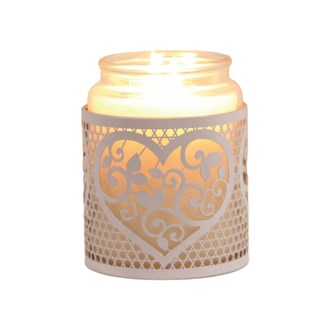 Tealight Wax Melter & Candle Holder - White & Gold Silhouette Heart 10.5cm