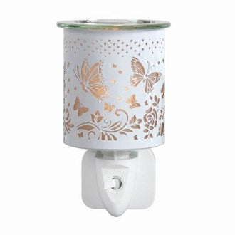 Wax Melter Plug In - White & Gold Silhouette Butterfly 13cm