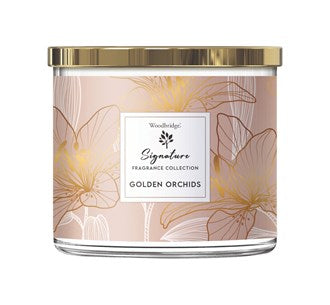 Golden Orchids Wax Tumbler Candle Jar 410g